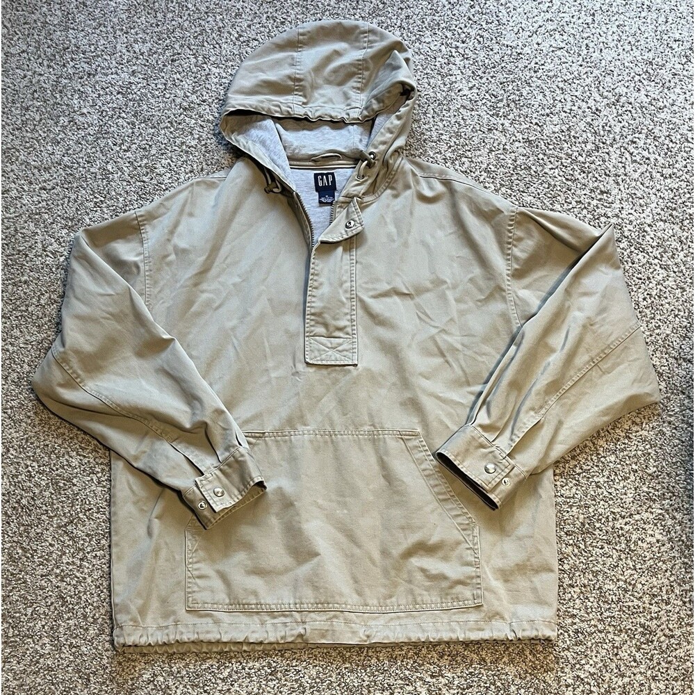 Men's GAP Khaki Quarter Zip Pullover Jacket, Medium
